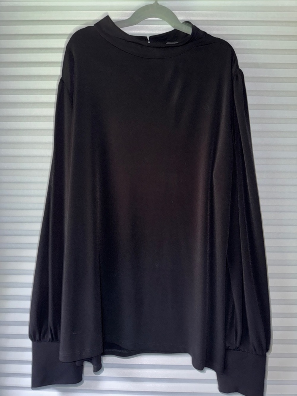 Ann Taylor Factory Black Long Sleeve Mock Neck Blouse